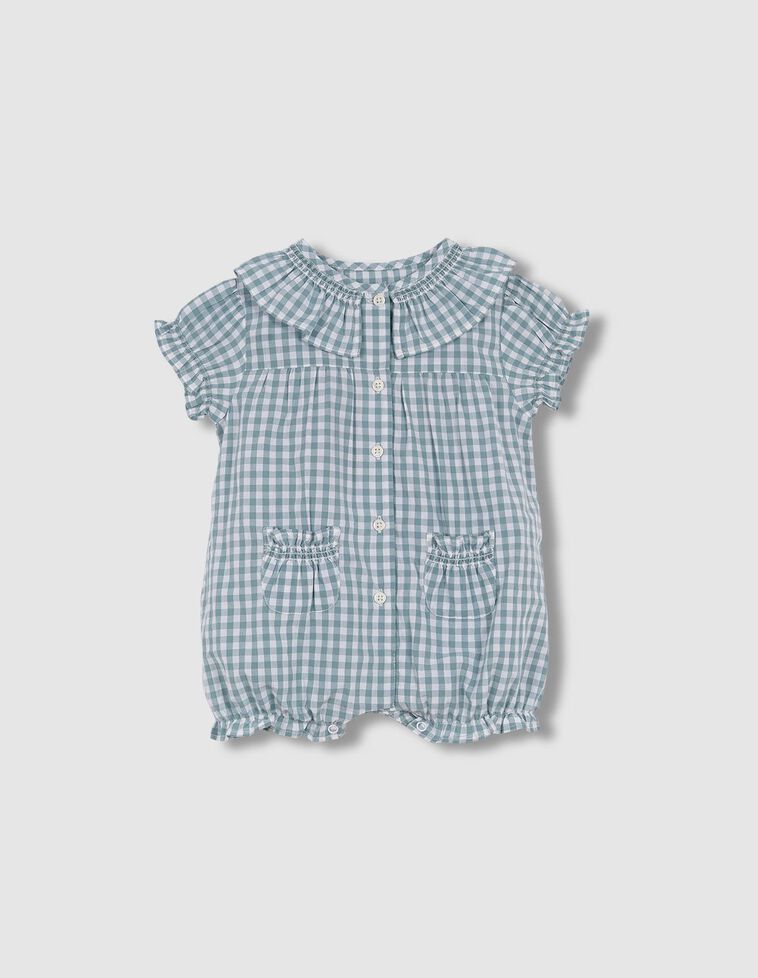 Pijama com padrão de xadrez vichy  turquesa