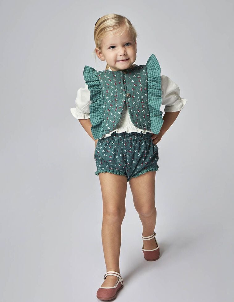 Gilet imprimé combiné vert