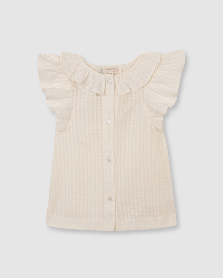 Chemise &agrave; col et manches courtes tombantes blanche