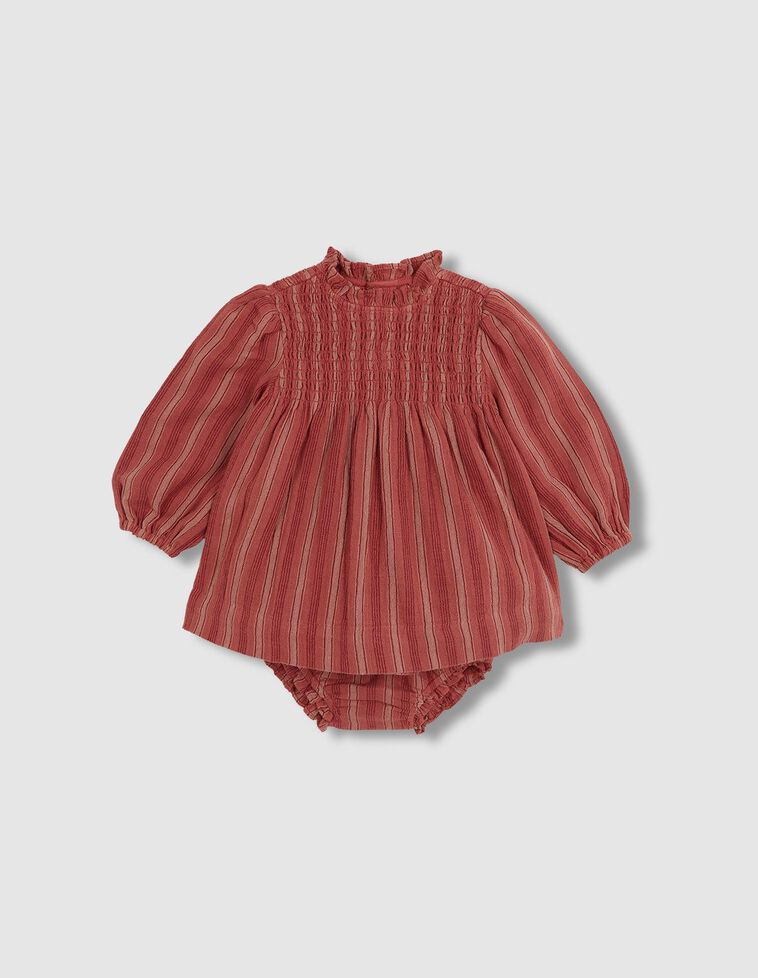 Robe rayée rouge gommée