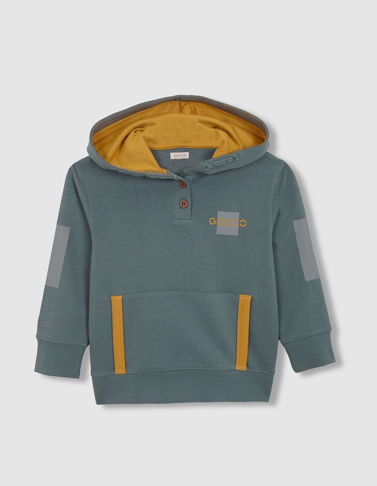 Sweat à capuche contrasté bleu clair