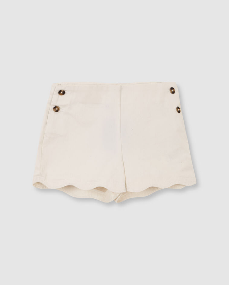 Pantacourt &agrave; bord ondul&eacute; blanc