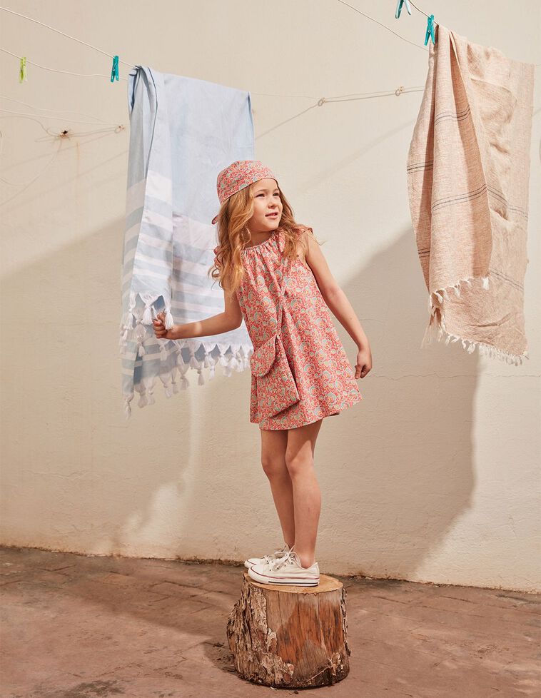 Lenço com estampado de índio  coral