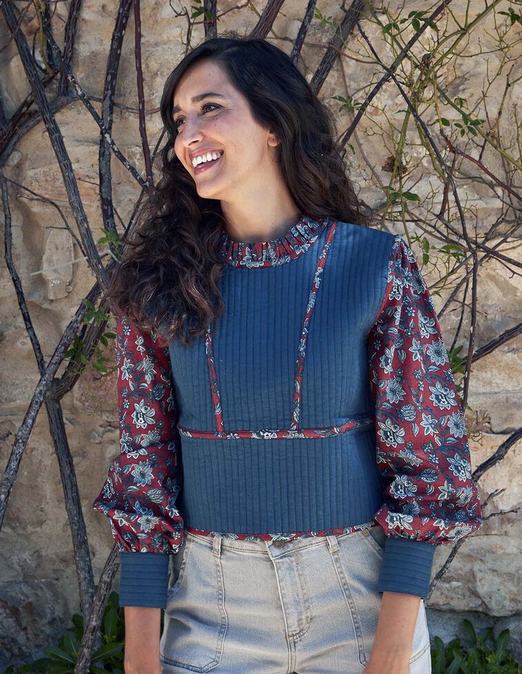 Blouse avec gilet intégré pour maman grenat