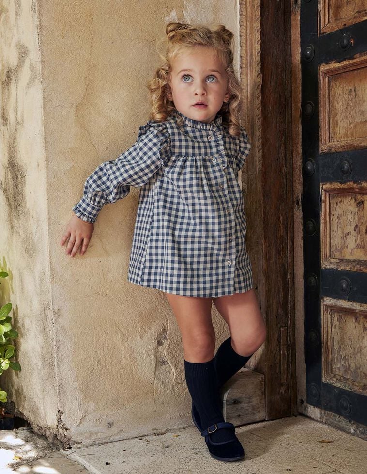 Kleid mit Vichy-Karomuster, in Blau