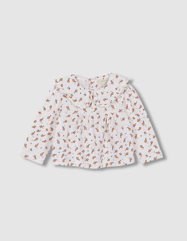 Camisola de manga comprida com estampado  esbranquiçada