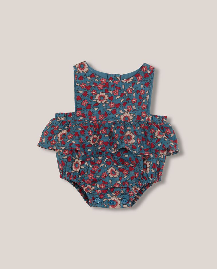 Barboteuse &agrave; fleurs bleue