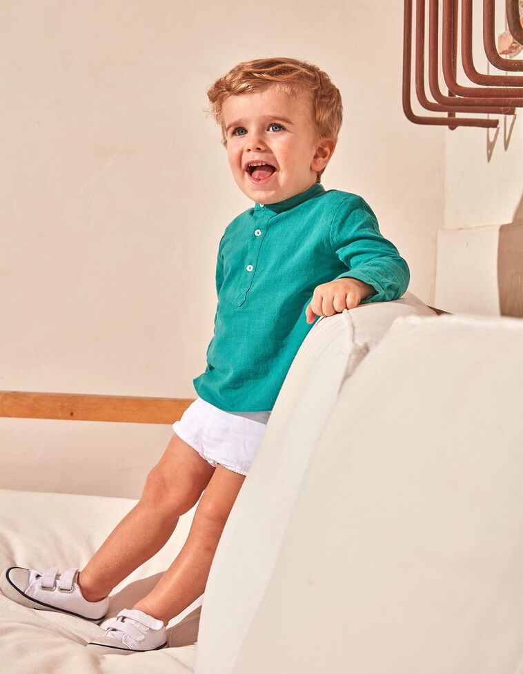 Camicia con colletto mao color verde