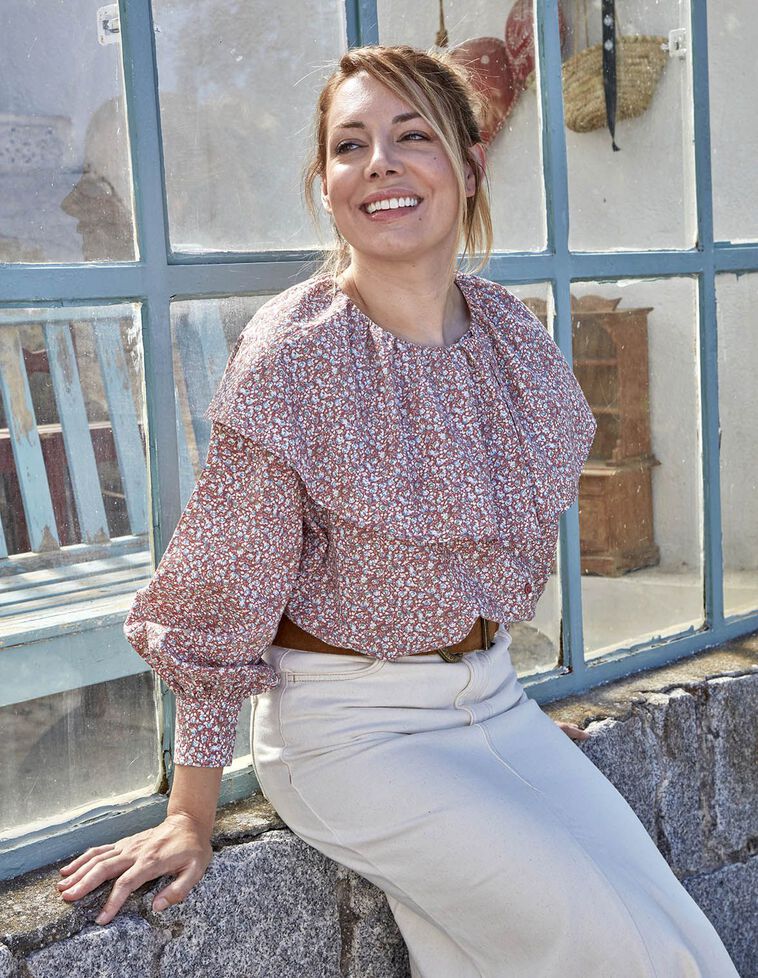 Blouse fleurie grenat