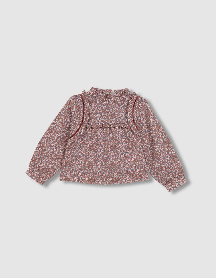 Blouse imprimé fleurs grenat
