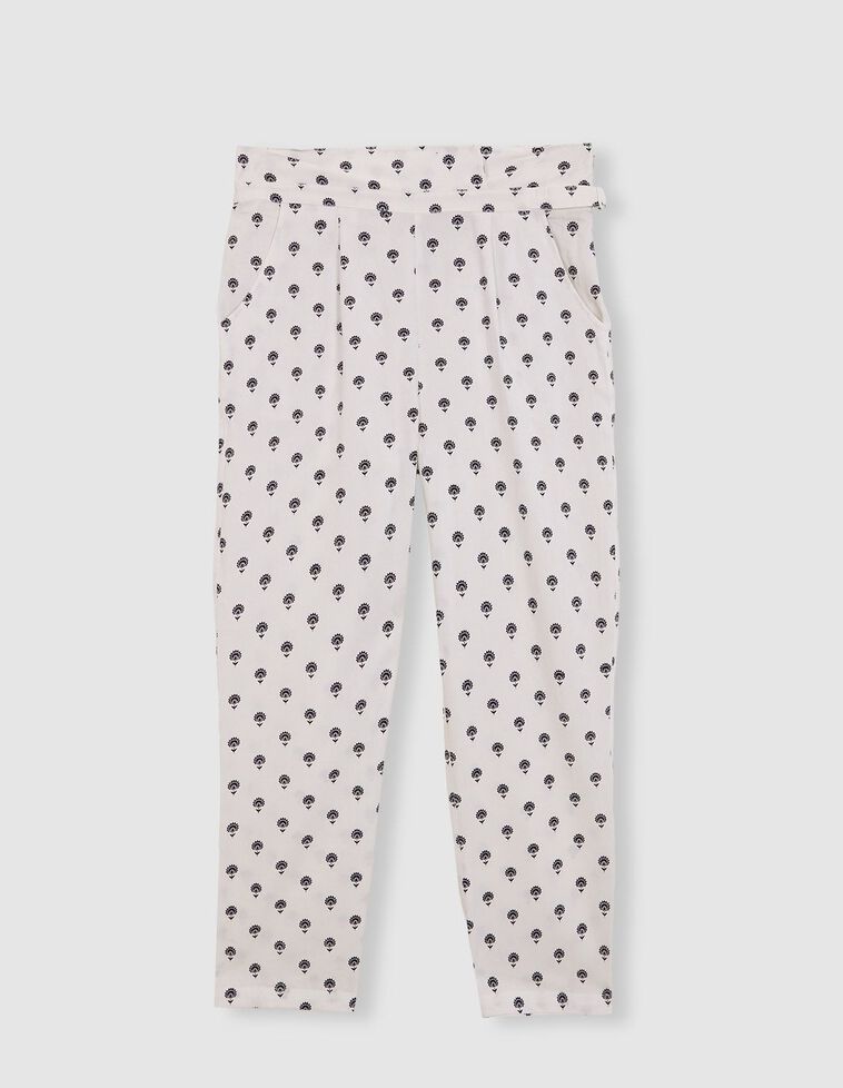 Pantalon mère imprimé blanc