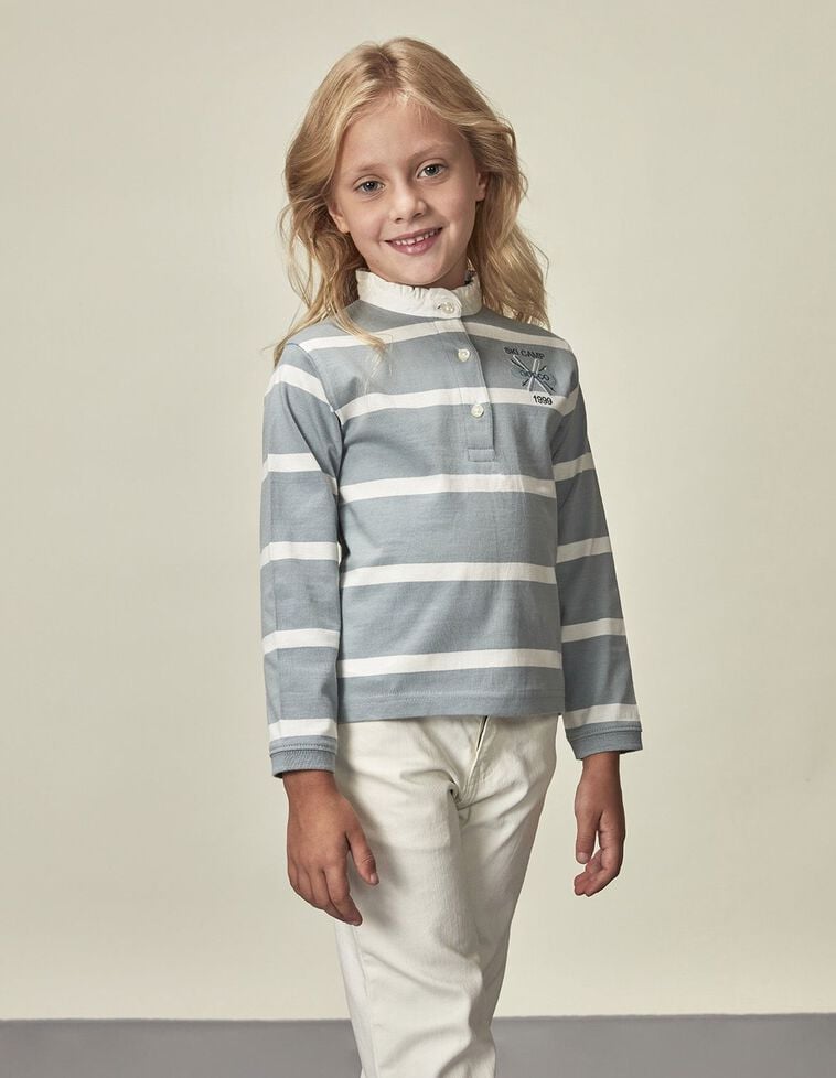 Polo Rayures Ski Bleu Nouveau 