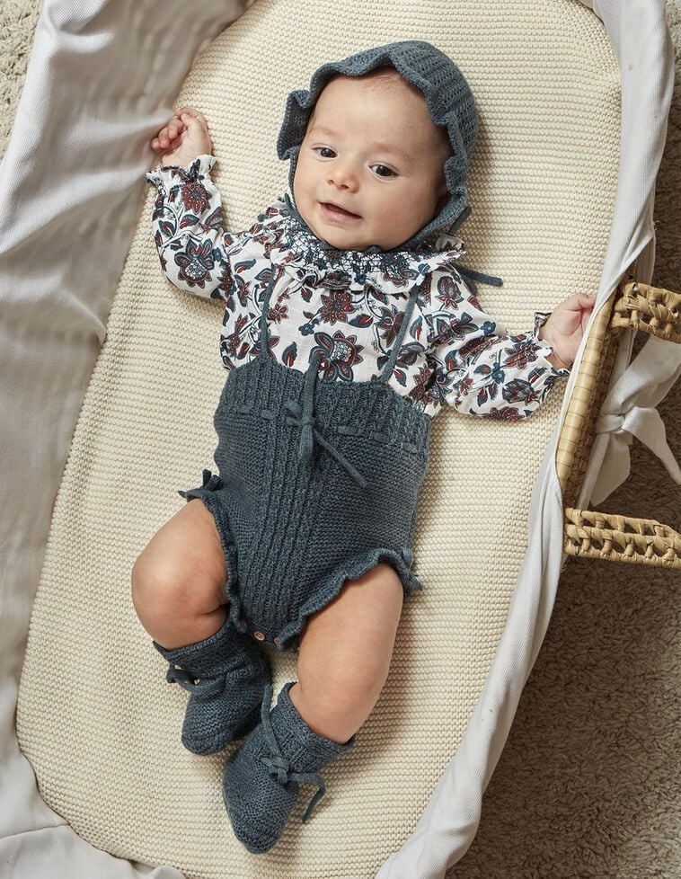 Chemise imprimée avec smock blanc