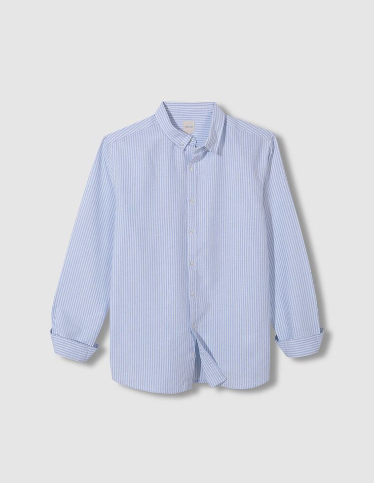 Camisa com padrão de riscas Oxford  azul clara 