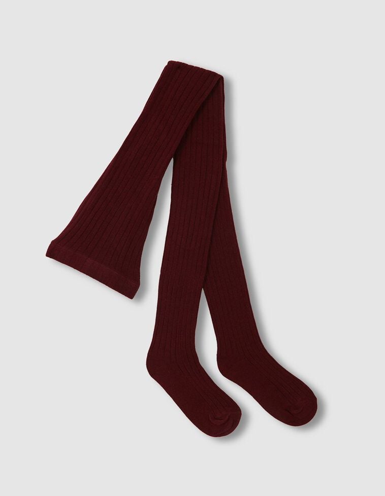 Collants basiques côtelés grenat