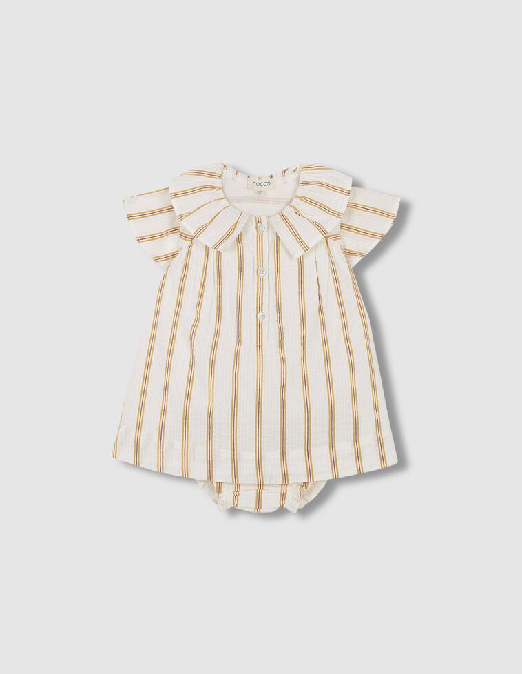 Vestido com padrão de riscas  esbranquiçada
