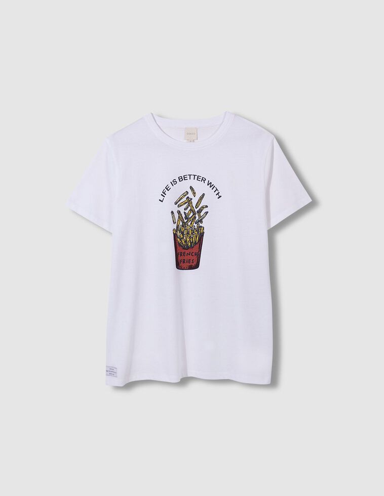 T-shirt com estampado  cinza claro 