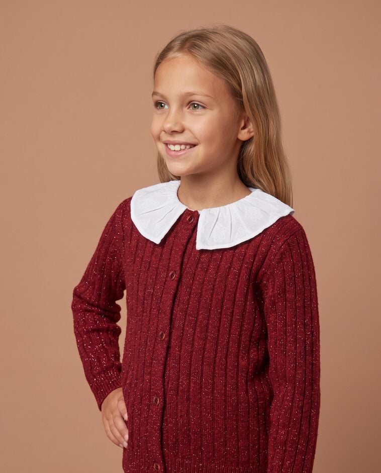 Cardigan rose en lurex fille