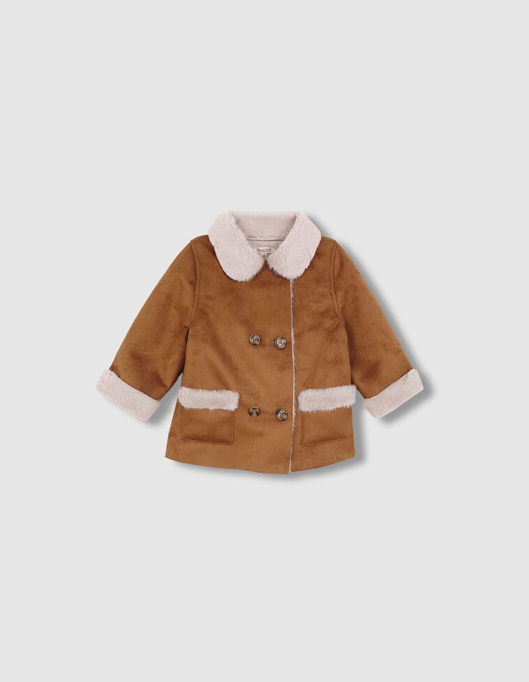 Manteau à double boutonnage camel