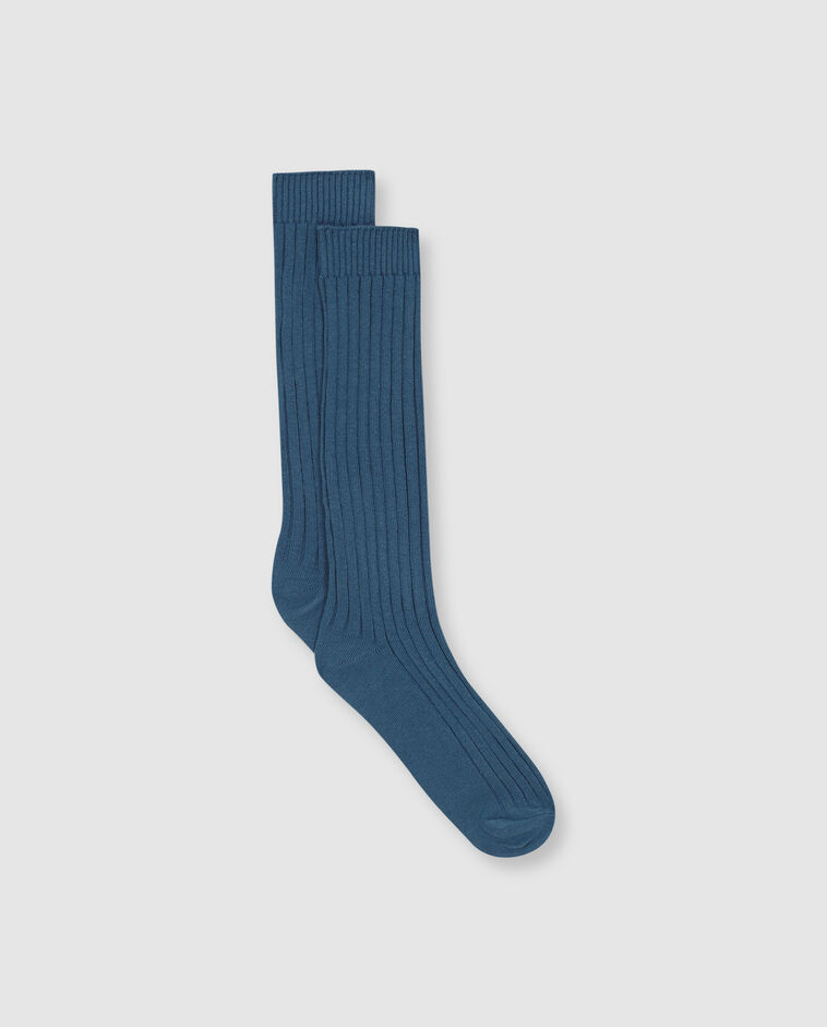 Chaussette basique en c&ocirc;tes bleue