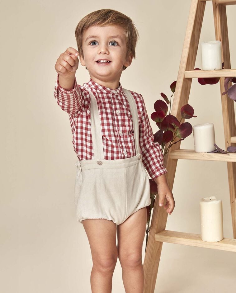 Camisa mao xadrez linho rosa