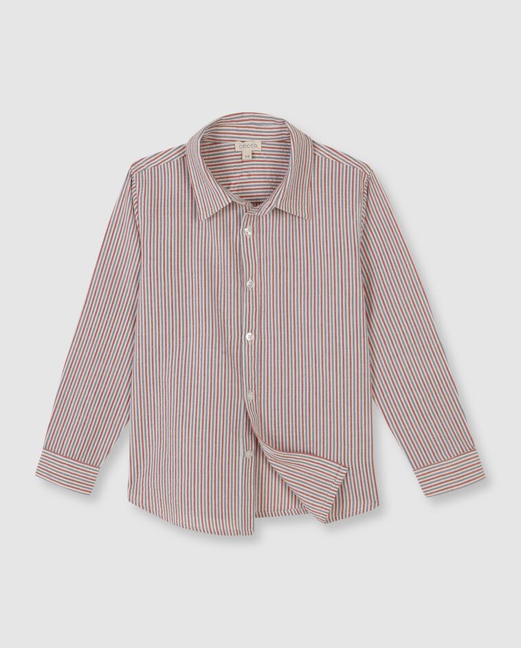 Chemise manches longues en tissus contrast&eacute;s blanche