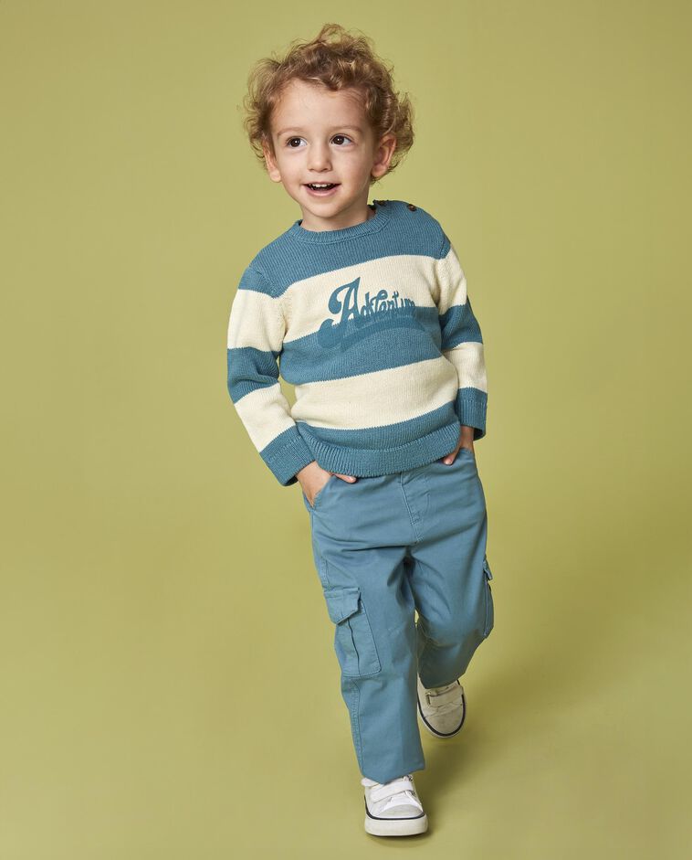 Pull &agrave; rayures avec motif bleu