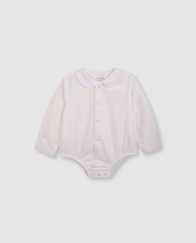 Body blanc style chemise avec col b&eacute;b&eacute;