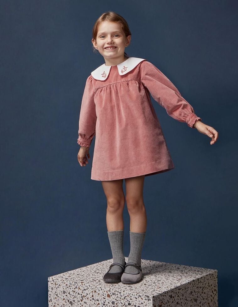 Einfarbiges Cordkleid, in Rosa