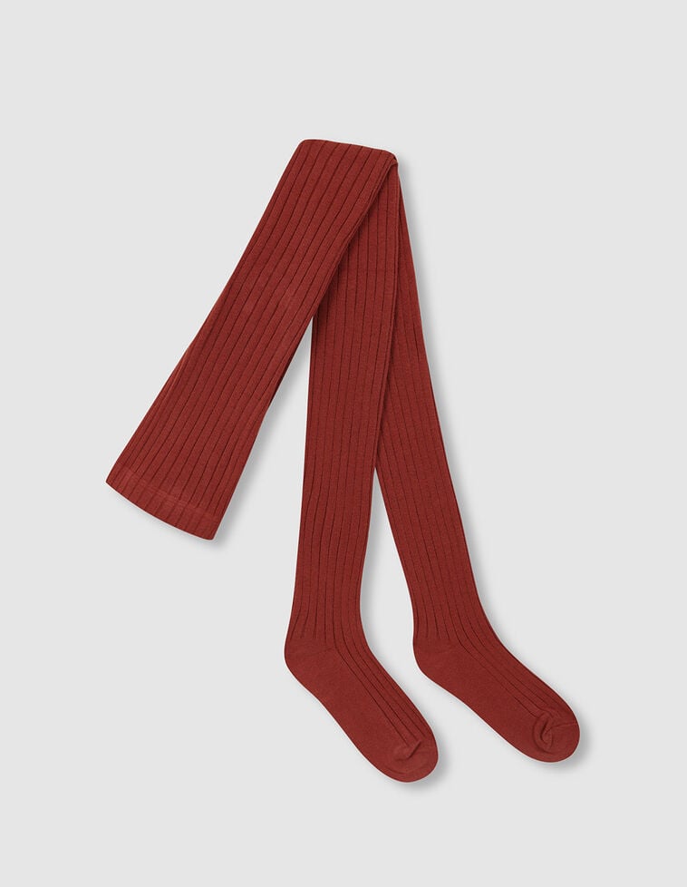 Collants basiques côtelés grenat