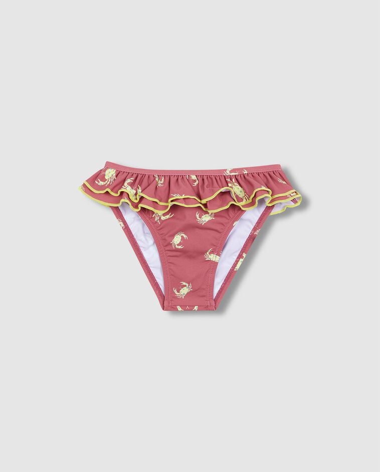 Culotte de bain &agrave; motif crabe avec volant corail