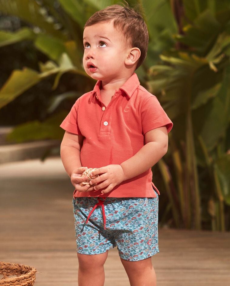 Polo b&aacute;sico de pique rosa