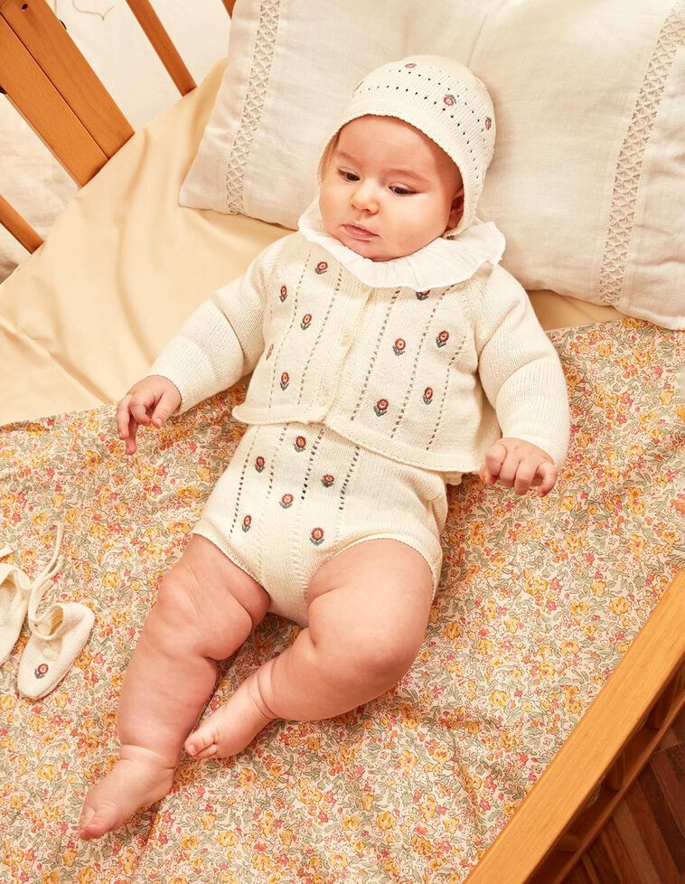 Pantaloni harem con ricami écru