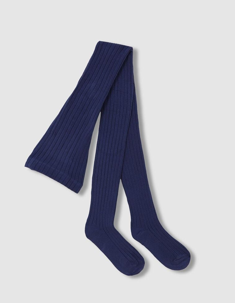 Collants basiques côtelés bleus Collants basiques côtelés bleus