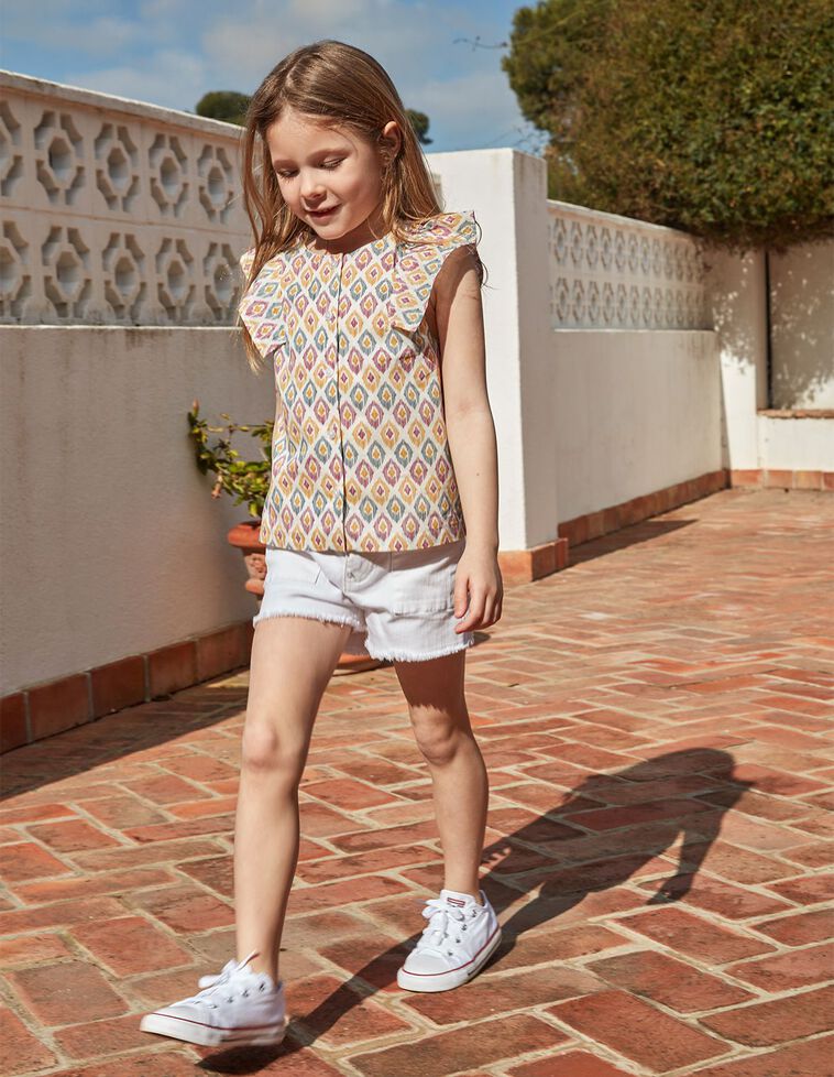Blusa con stampa ikat color viola chiaro