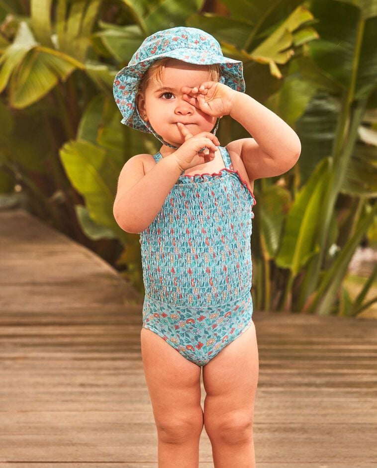 Maillot de bain imprim&eacute; fleurs bleu clair