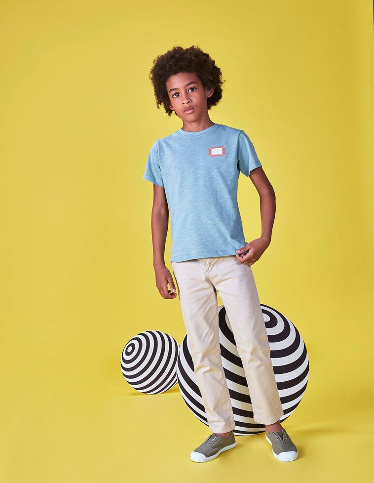 T-shirt  turquesa com estampado 