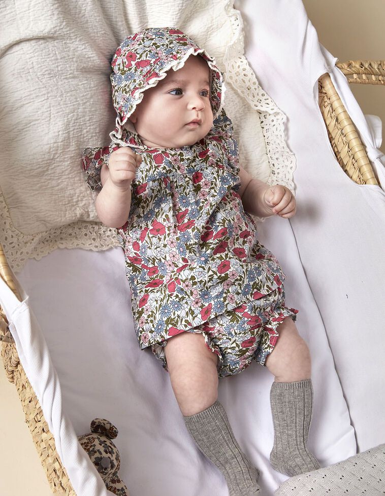 Capote avec imprimé liberty blanc cassé