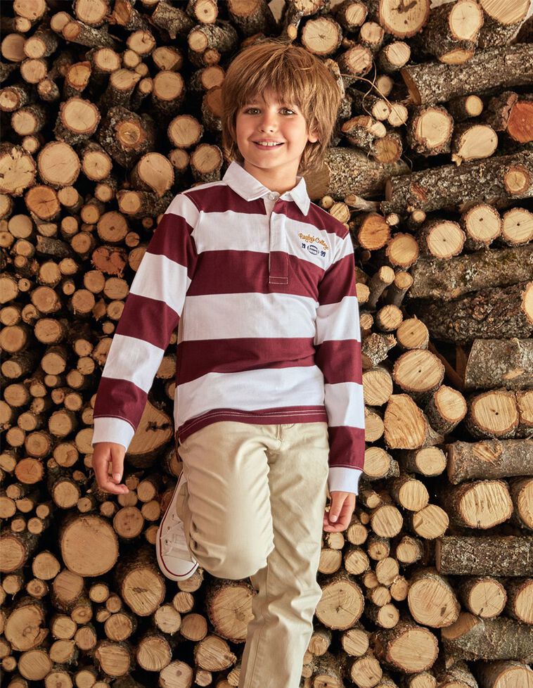 Polo Righe Rugby Bianco Ottico