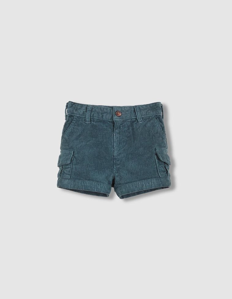 Short cargo gris en microvelours côtelé