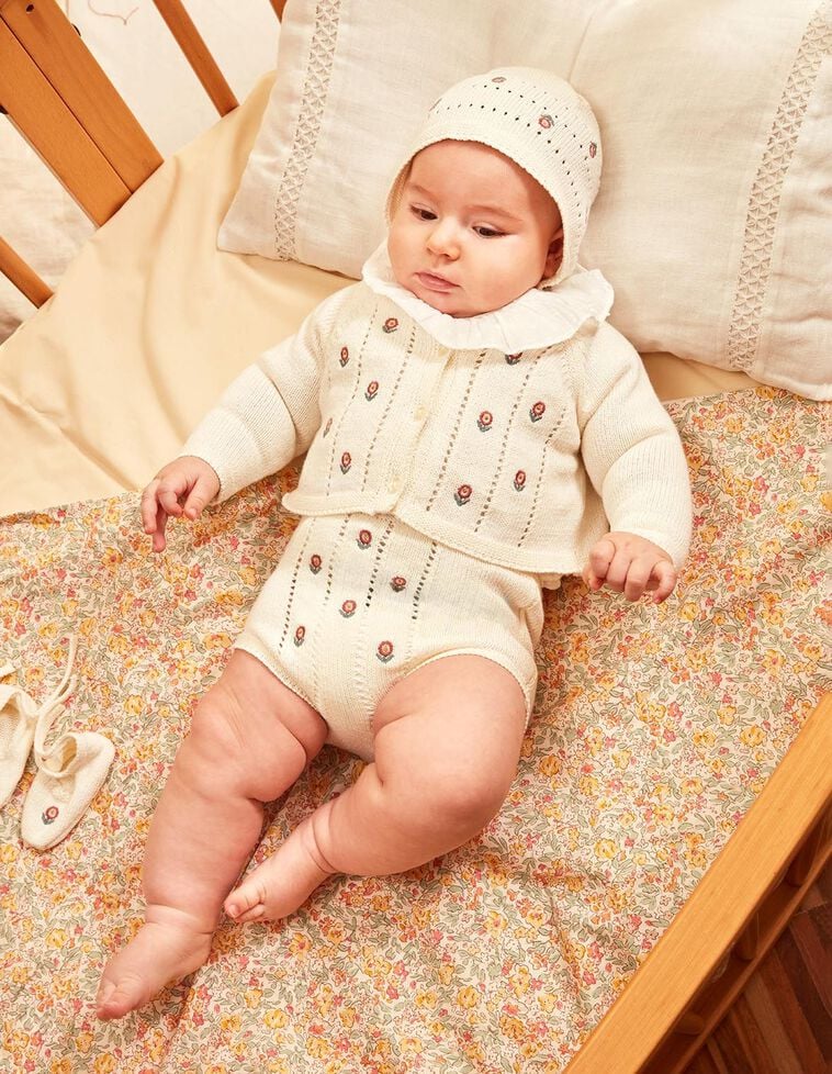 Veste avec broderie écrue