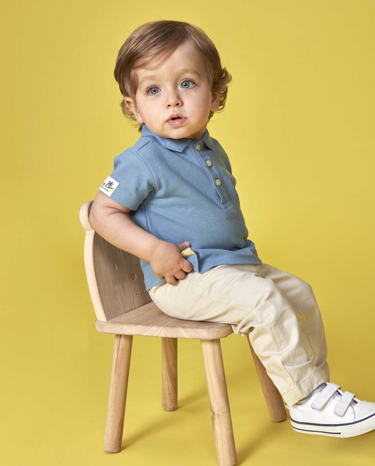 Pantalon long &agrave; taille &eacute;lastiqu&eacute;e coloris pierre