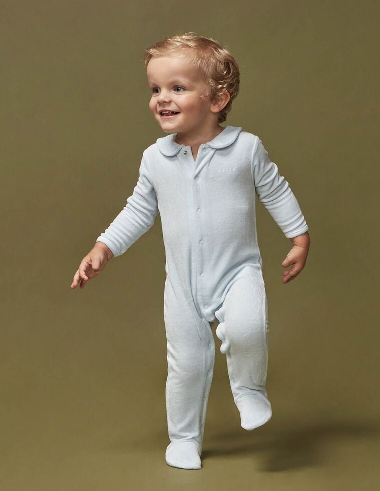 Pyjama velours bébé bleu clair
