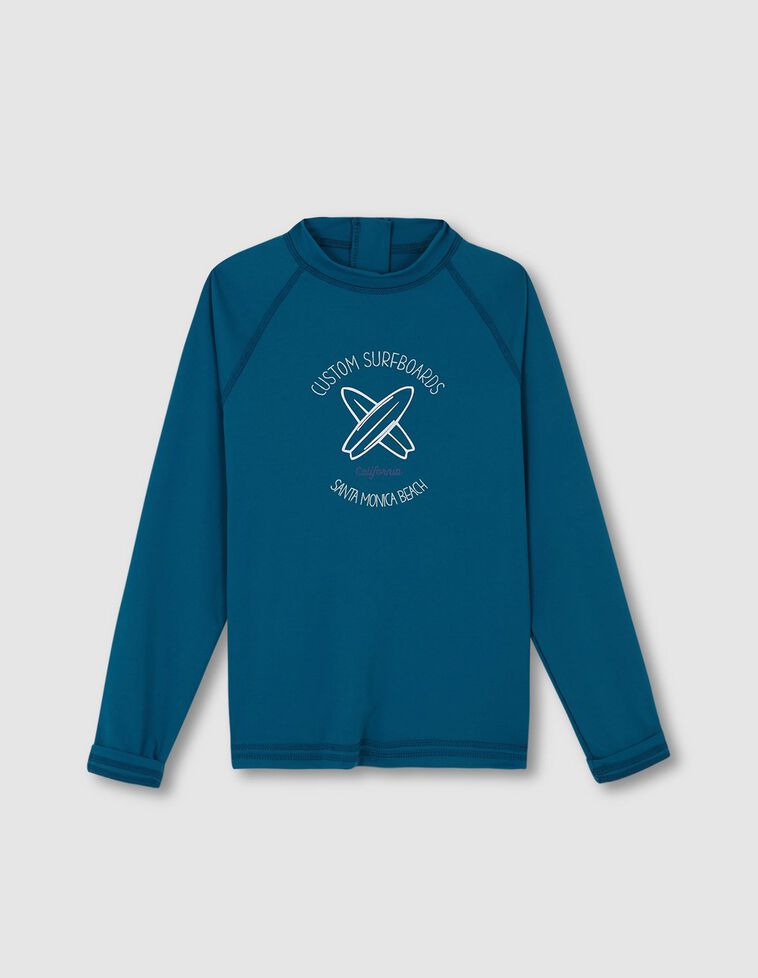 Blusa de licra  petróleo com estampado 