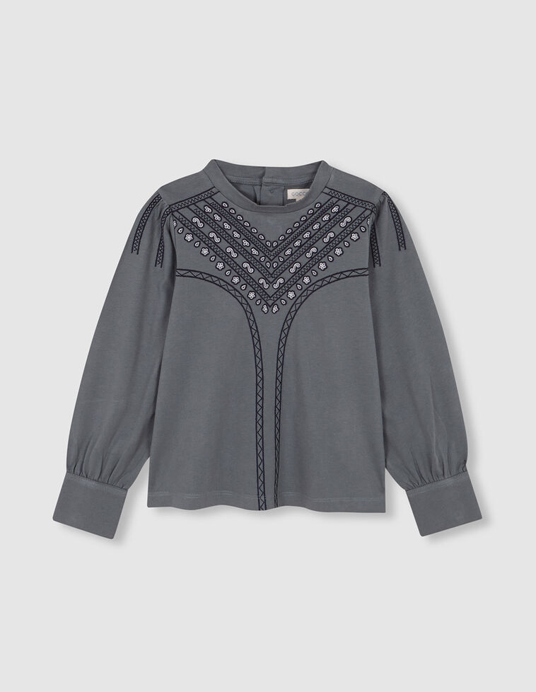 T-shirt brodé vert foncé