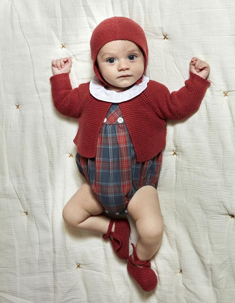 Krausstichjacke in Granatrot