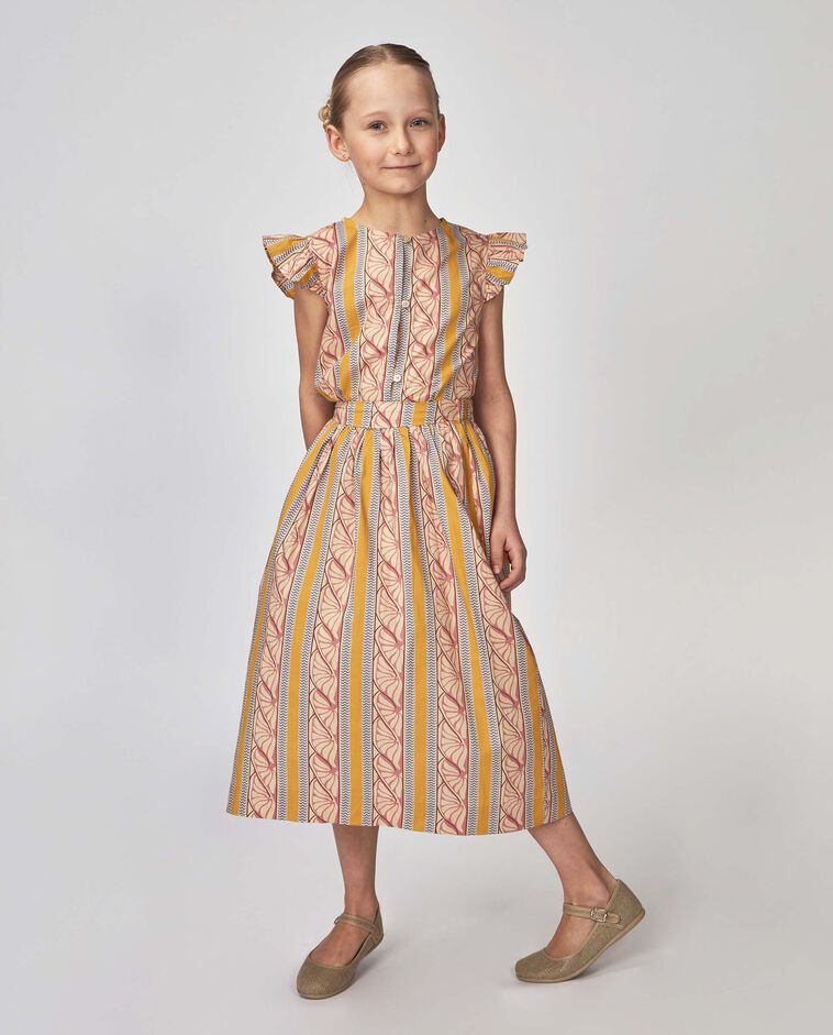 Saia comprida estampado &eacute;tnico rosa