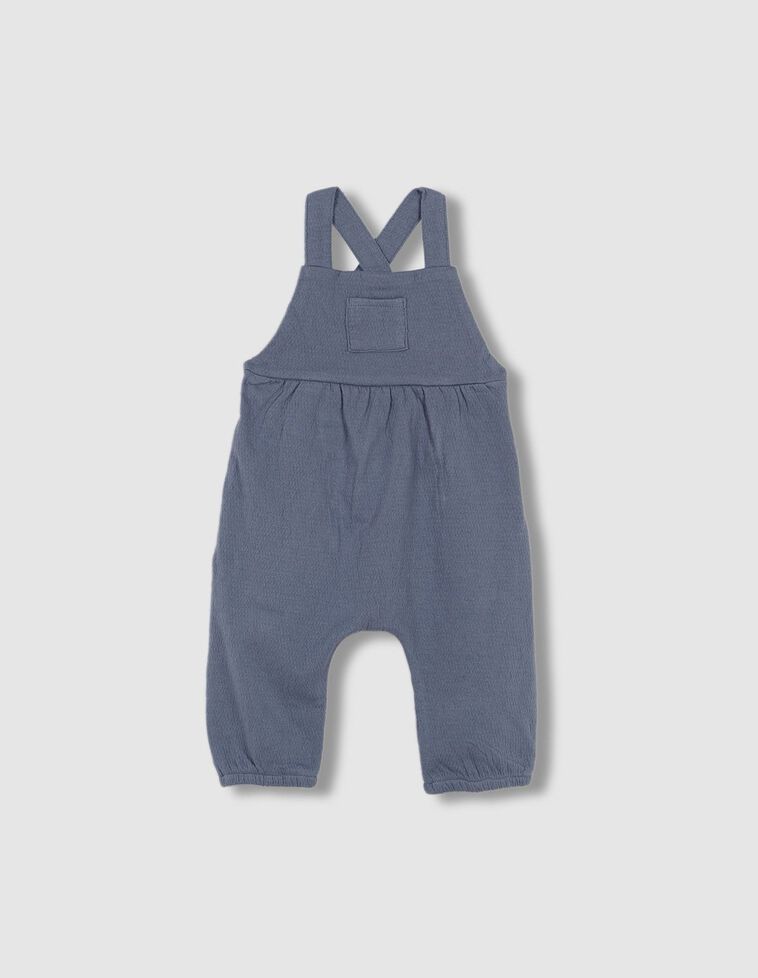 Salopette lunga in jersey color blu antico con tasca