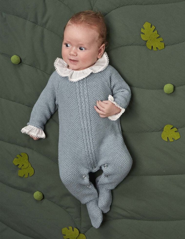 Coprifasce in lana con colletto volant blu