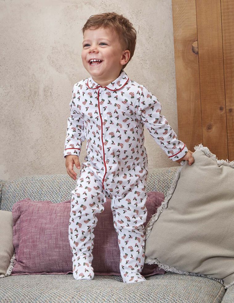 Pyjama de Noël avec bordure contrastée blanche